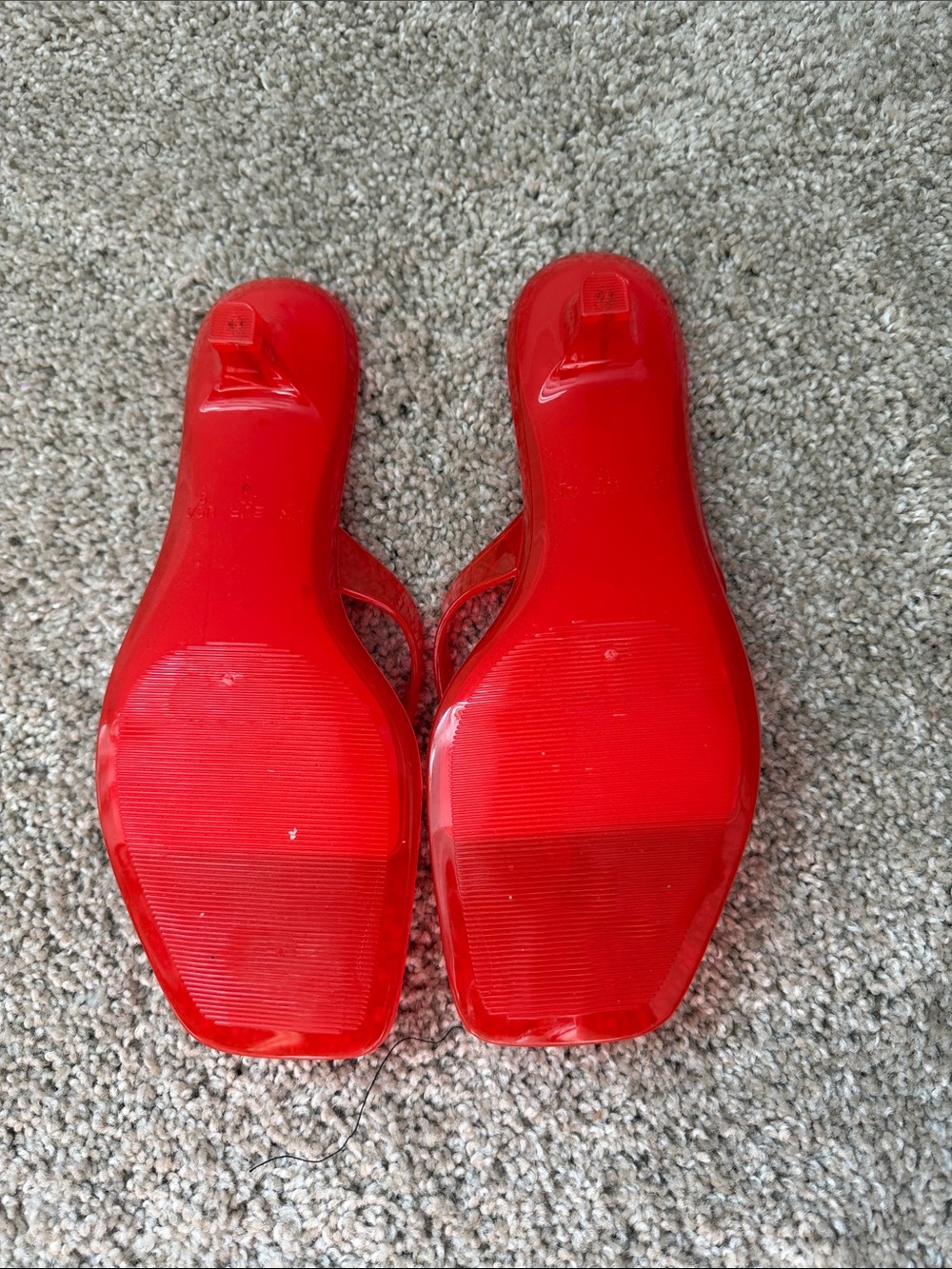 Women’s Red Square-Toe Heeled Flip Flop Jelly Sandals - Picture 2 of 2